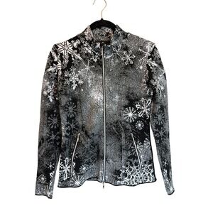 Newland Italy DHtech 400 Full Zip Snowflake Ski Jacket Black White Womens XS